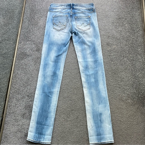 Vintage Crocker Light Blue Faded Distressed Jeans Slim Straight Low Rise  25x30 - Picture 3 of 12